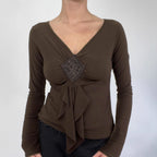 Women's Retro Asymmetric Pleated Long Sleeve Top