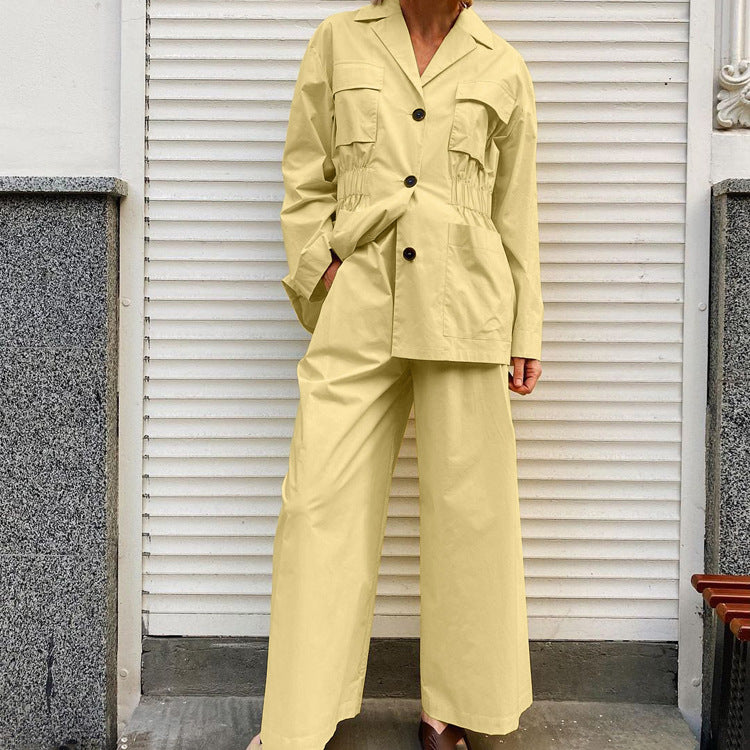 Collared Long Sleeve Waist Controlled Top Wide