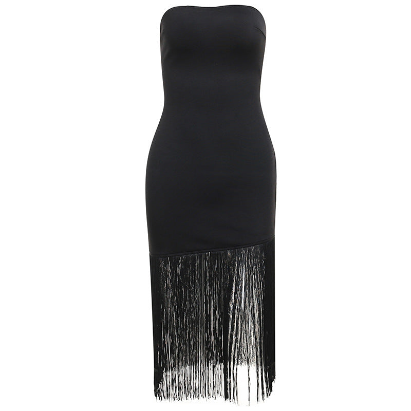Tassel Strapless Split Dress