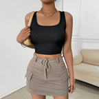 Women's Backless Lace-Up Crop Top