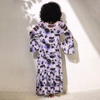 Purple Leopard Print Mesh See through Two Piece Pajamas