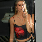Women’s Pink Floral Printed Crop Camisole