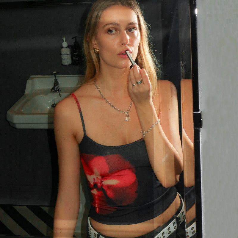 Women’s Pink Floral Printed Crop Camisole