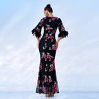 Women's Sequin V-Neck Short Sleeve Evening Maxi Dress