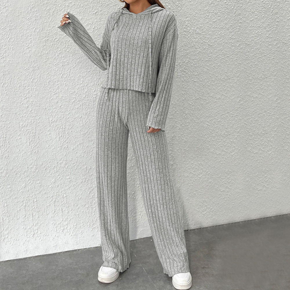 Women's Simple Hooded Suit Home Solid Color Lazy Feeling Two Piece