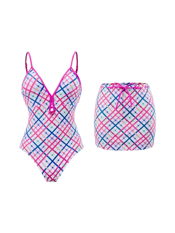 Rose Red and Blue Plaid