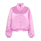 Women's Satin Stand-Collar Button Jacket