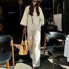 Striped Shirt & Wide-Leg Pants Set