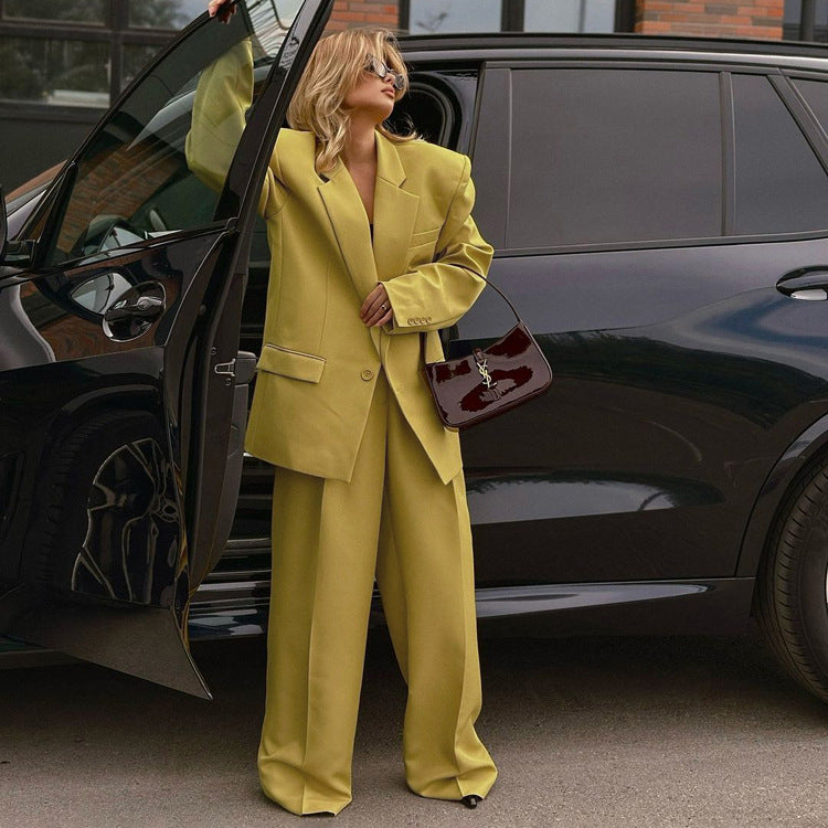 Long-Sleeve Coat & Wide-Leg Pants Set