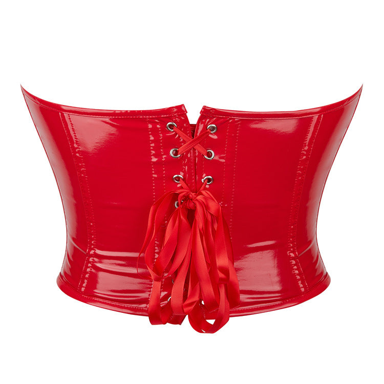Women Leather Chest Support Sexy Bodybuilding Top