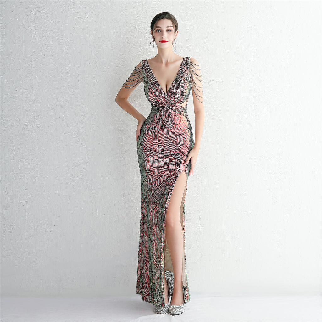 Women's Sequin Slim Fit Evening Party Dress Long Cocktail Slim Fit