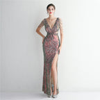 Women's Sequin Slim Fit Evening Party Dress Long Cocktail Slim Fit