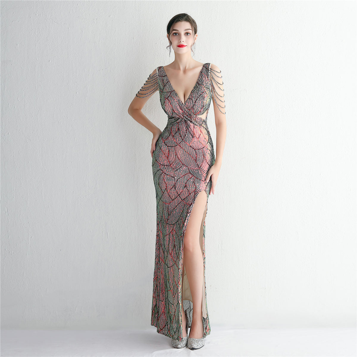 Women's Sequin Slim Fit Evening Party Dress Long Cocktail Slim Fit