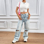Summer Popular Love Iron Hoop round Neck Short Sleeve