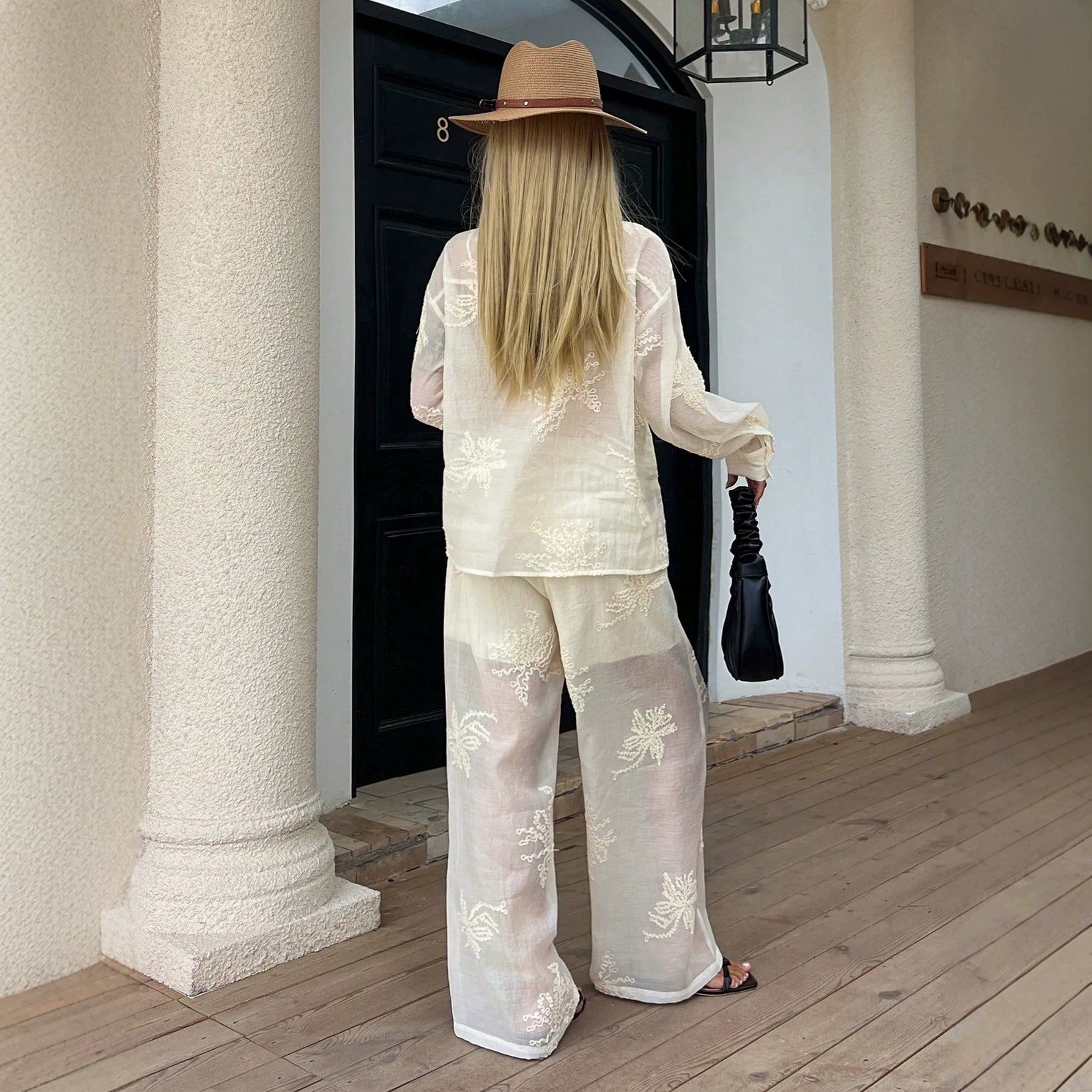 Women's Collared Top & Trousers Set