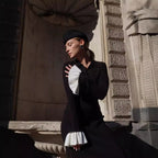 Collared Long-Sleeve Knit A-Line Maxi Dress