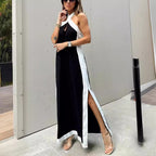 Women's Backless Halter Split Maxi Dress