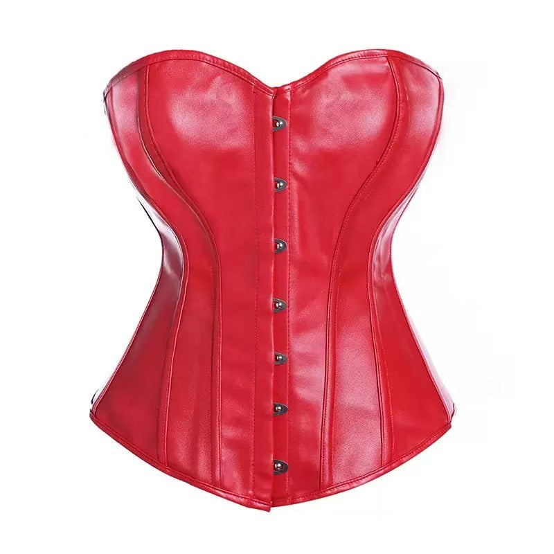 's Court Faux Leather Steel Buckle Corset Minimalist Chest Cover