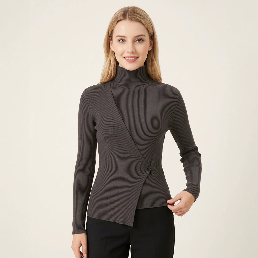 Women's Turtleneck Sweater Women Fall Winter Slim Long Sleeve All Matching Base Knitwear Solid Color Top