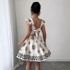 Elegant Multicolor Printing Flying Sleeves A Line Dress