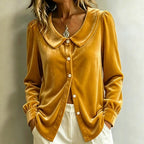 Women's Velvet Collared Long Sleeve Shirt