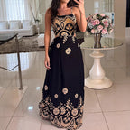 Women's Vintage Floral Spaghetti-Strap Maxi Dress