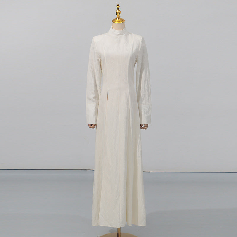 Asymmetric High-Slit Office Dress