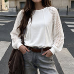 Women's Lace Stitching Long Sleeve Sweater