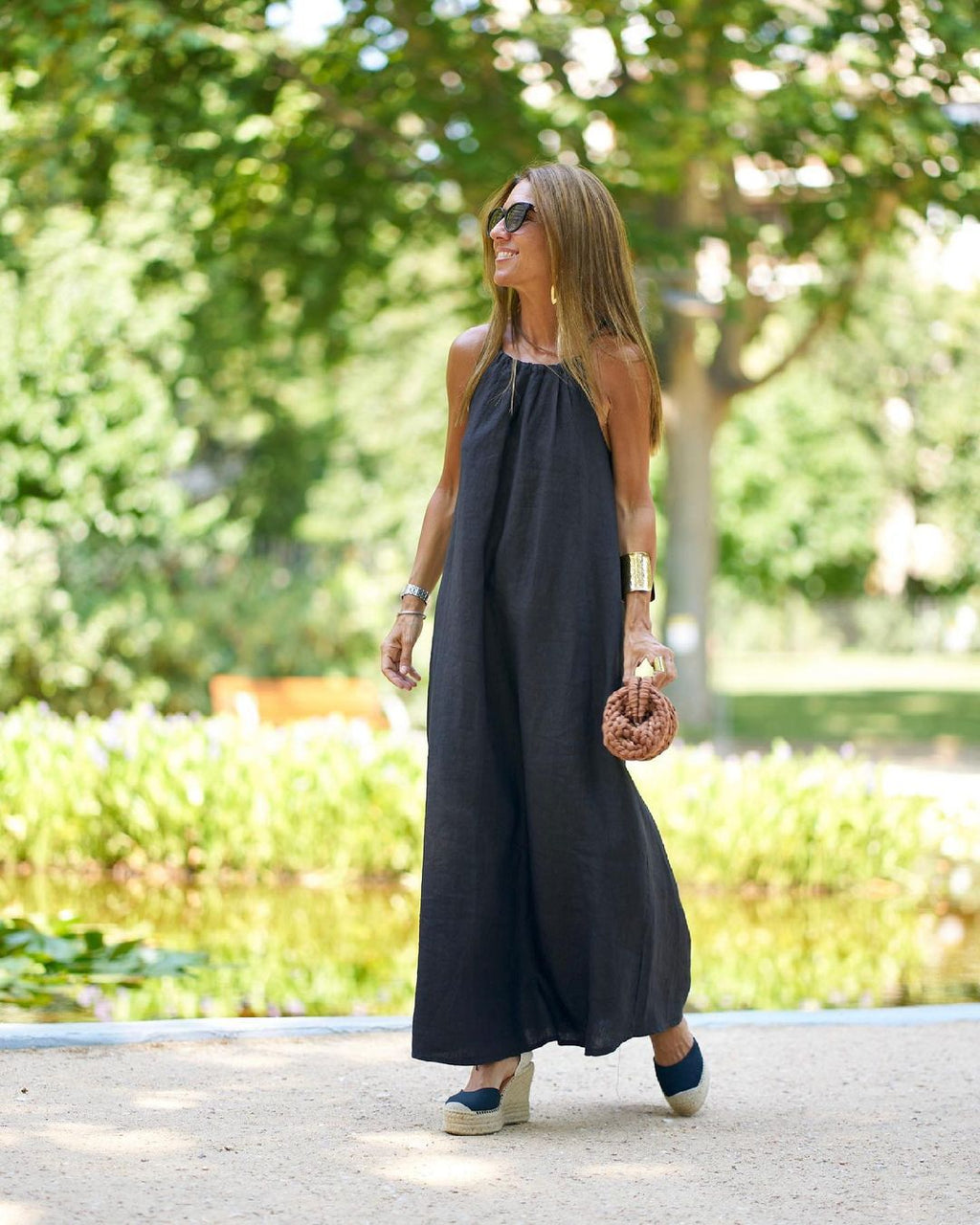 Halter Cotton-Linen Holiday Dress
