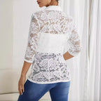 Solid Lace-Stitching Blazer