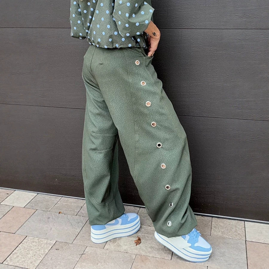 Polka-Dot Jacket and Wide-Leg Jeans Set