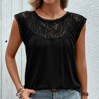 Sleeveless Lace Round Neck Top