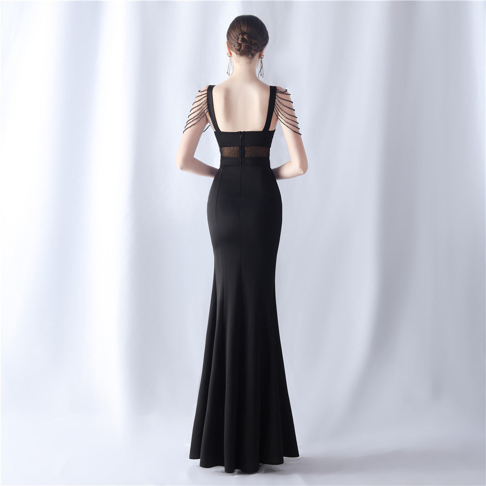 Women's Beaded Sheer Formal Evening Dress