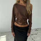 Women's Asymmetric Lace Cutout One-Shoulder Top