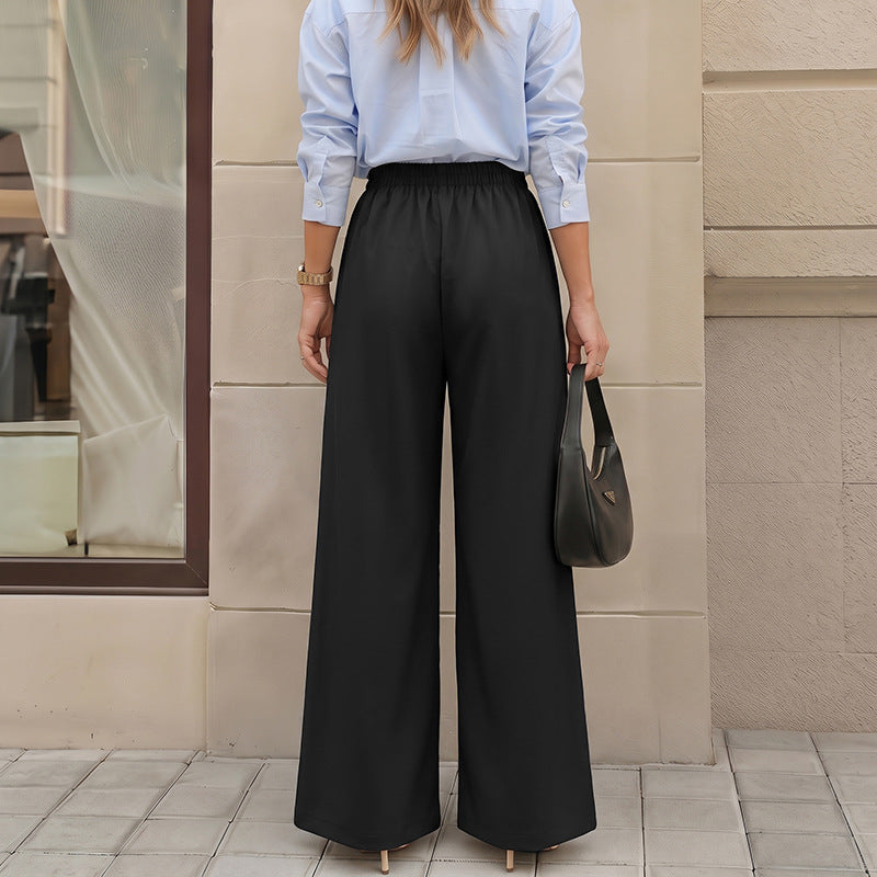 Women's Women Simple Black Cross Design Split Wide Leg Pants