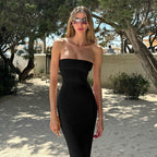 Summer Off-Neck Strapless Backless Lace-Up Tight Waist Slim Fit Dress