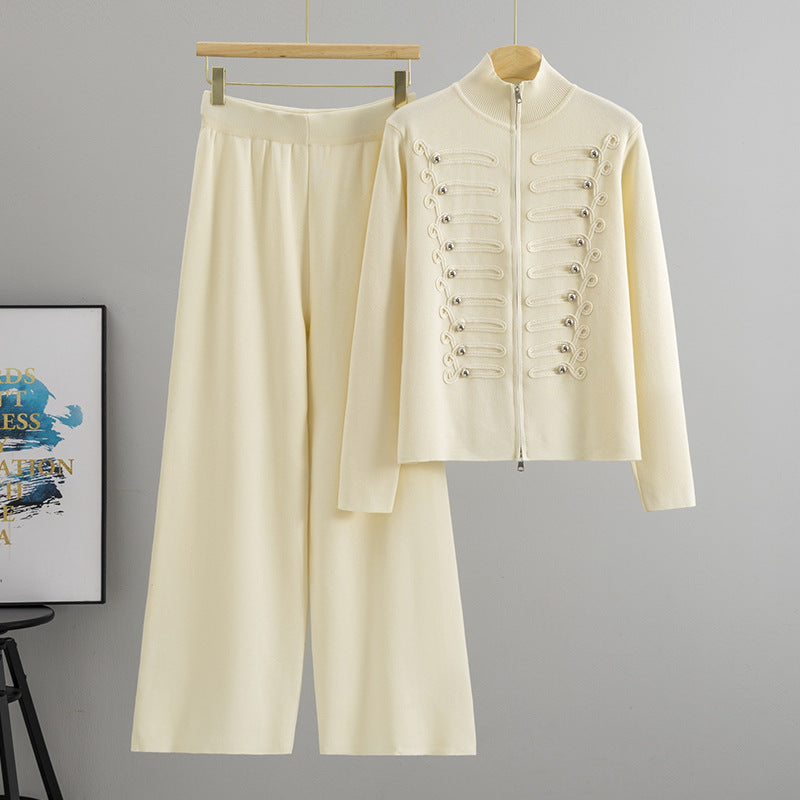 Women's Knitted Cardigan Pants Set