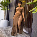 Women's Solid Color Off Shoulder Top and Skirt Two-Piece Set