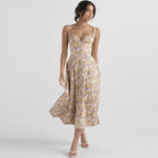 Women's Floral Spaghetti-Strap Tie Vacation Dress