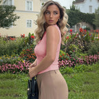 Pink Asymmetric Slim Fit Vest Top
