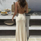 Women's Backless Tie-Strap Midi Dress