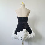 Women's Velvet Strapless Floral Dress