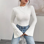 Women's Bottoming Shirt Beveled Bell Sleeve Slim Fit Inner Wear