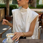 Women's Polka Dot Backless Bow Detail Vest Top