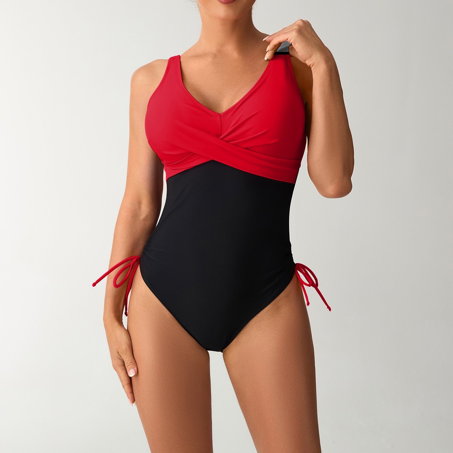 Stitching Contrast One-piece Swimwear
