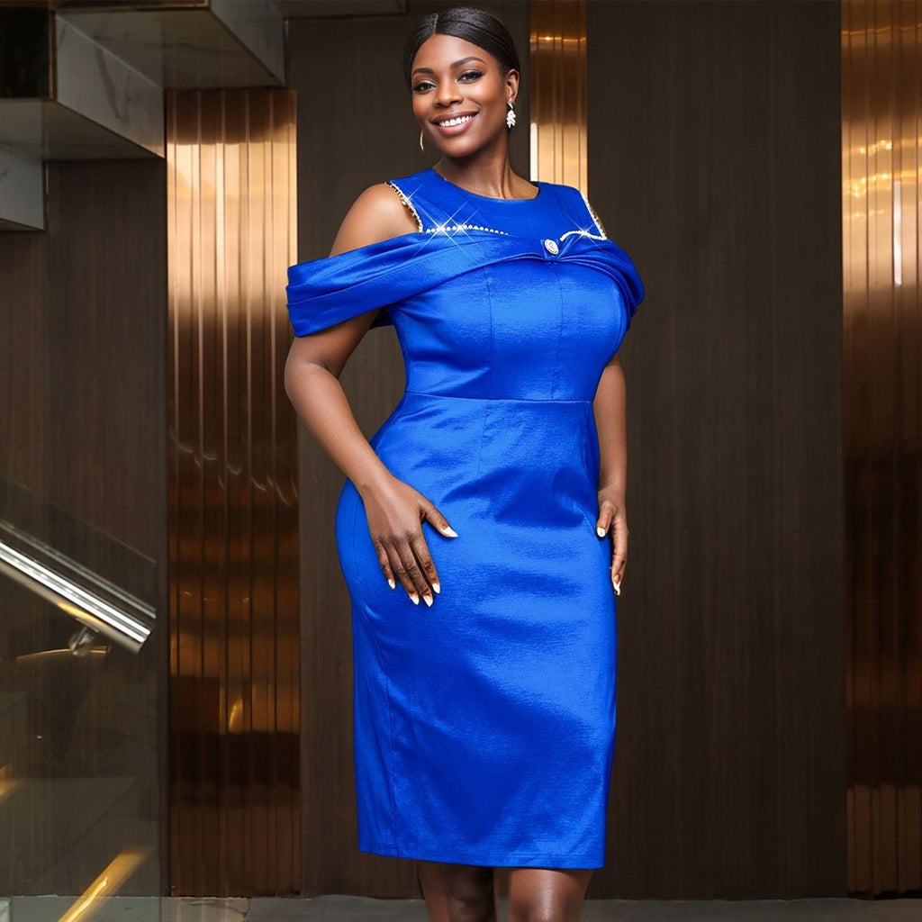 Women's Round Neck Off Shoulder Dress Elegant Cocktail One Step Dress