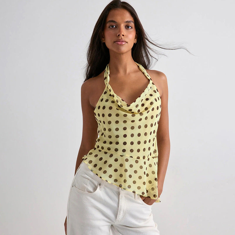 Women's Popular Perfect Backless Polka Dot Printed Sling Top