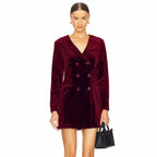Women's Velvet Double-Breasted Coat