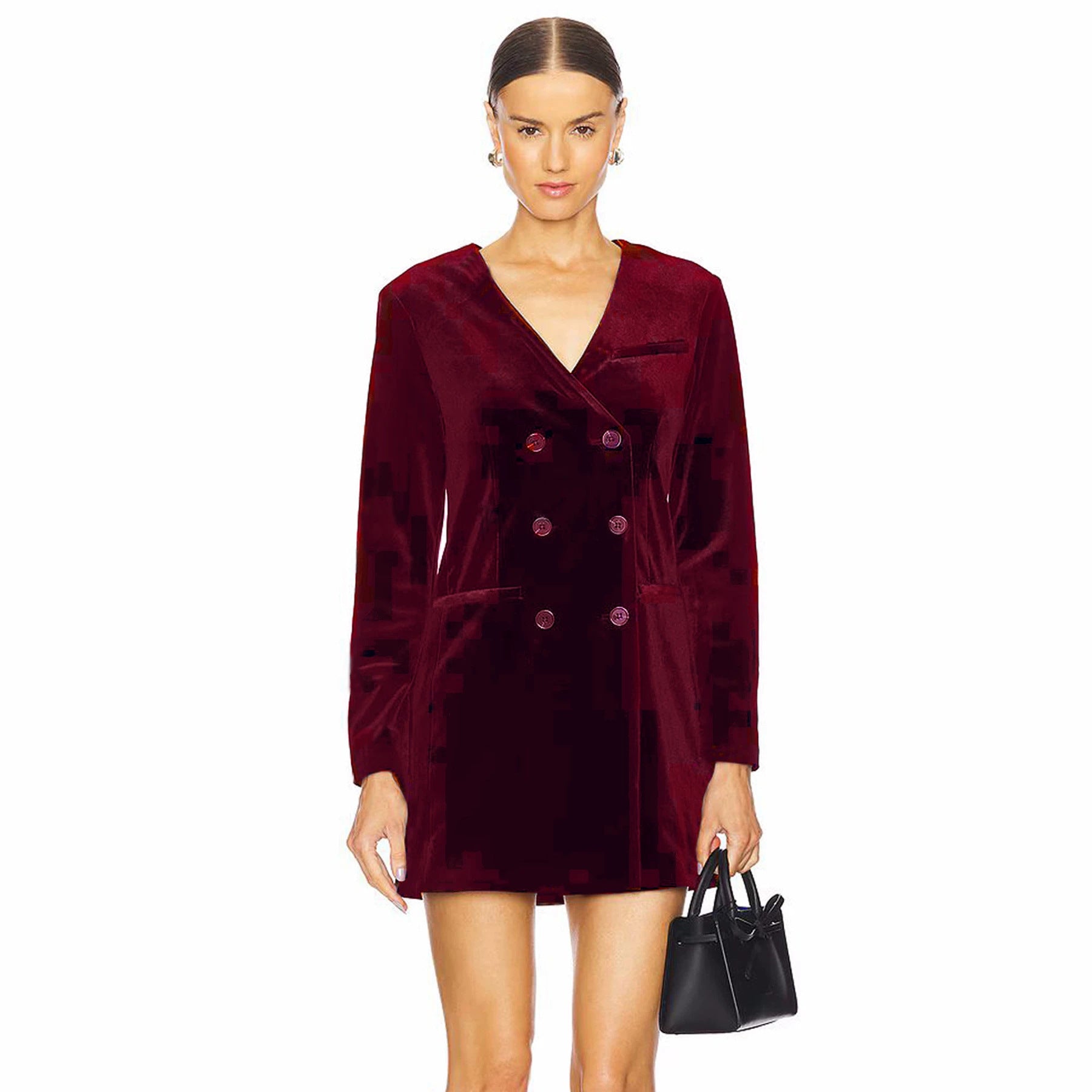 Women's Velvet Double-Breasted Coat