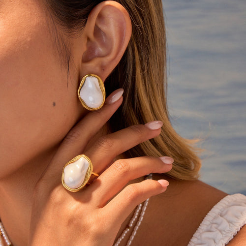 Baroque Pearl Stud Earrings
